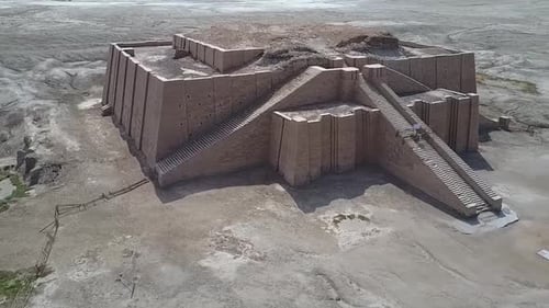arial view of Great Ziggurat of Ur one of Oldest temples in iraq 2050 BC