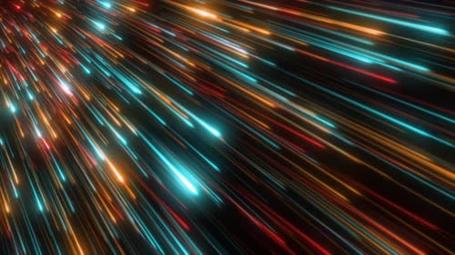 Multicolour Particle Glowing Line Falling Like Digital Data Glow Background. Big Data Flow Backgroun