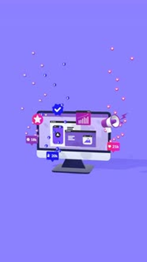 Animated Social Media Engagement and Digital Marketing Statistics