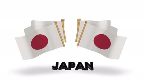 Japan Minimal 3D Two Flags Love Heart Loop Transparent