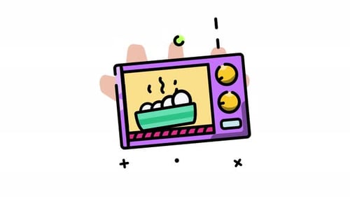 Animated Flat Design Microwave Cooking Eggs Video