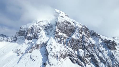 Aerial Shot Of Fronalpstock Glarus Snowy Mountains, Switzerland