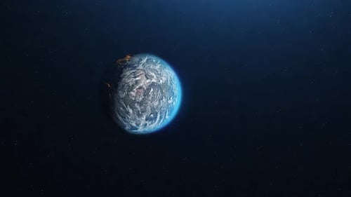 Realistic Rotating Earth with Sunrise View from Deep Space