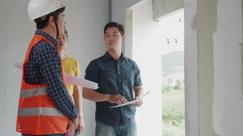 construction engineers, owner discussing together real estate, Teamwork and leadership concept