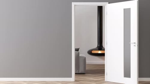 Modern Interior Door Opens to Reveal Clean Living Space