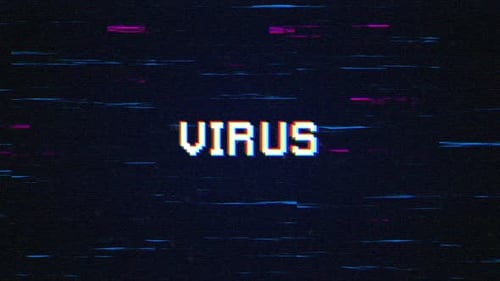 Animated Glitch Text Effect Loop for Virus Message