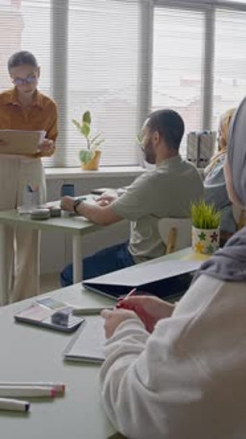 Engaging Corporate Presentation in Bright Office Setting