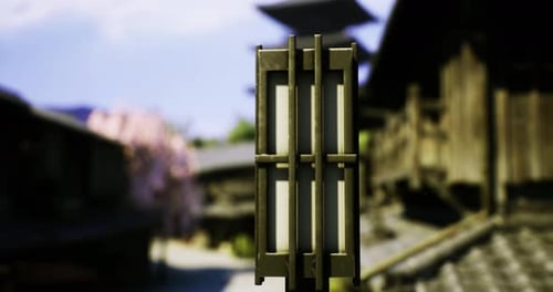 Lantern Illuminates Traditional Architecture in an Ancient Village Setting