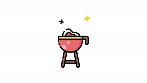 Animated Barbecue Grill Icon with Smoke