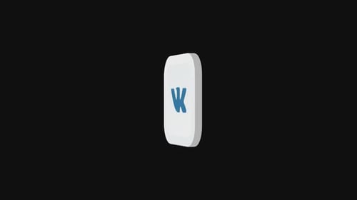 3D Animated VK Social Media Logo Icon Rotation