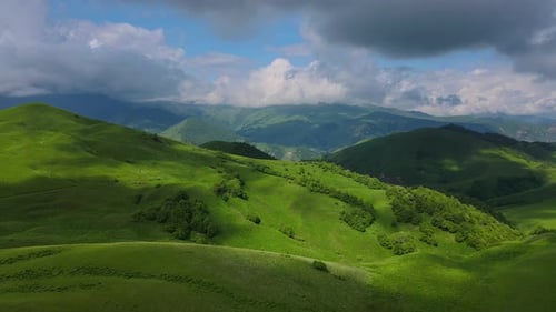 Green Mountain Pass in Aktoprak Lush Caucasus Beauty Breathtaking Drone View Mountain Pass Nature's