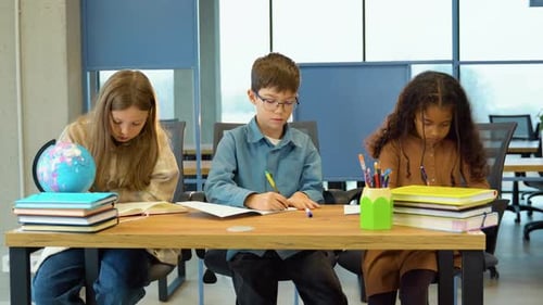 Children Study and Learn for Preschool Kids Go Back to School