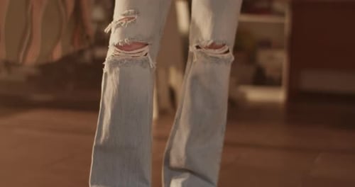 Stylish Woman With Tattoos Poses Indoors