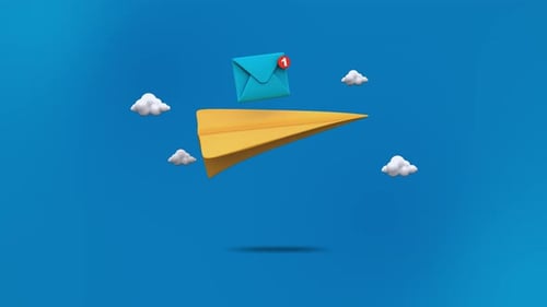 3D Animated Paper Airplane Delivering Message with Notification