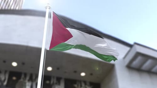 Waving Palestinian Flag in Realistic Animated Footage