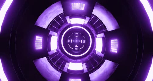 3d Rendering Seamless Loop Motion Of Tunnel With Light Blue Neon Light