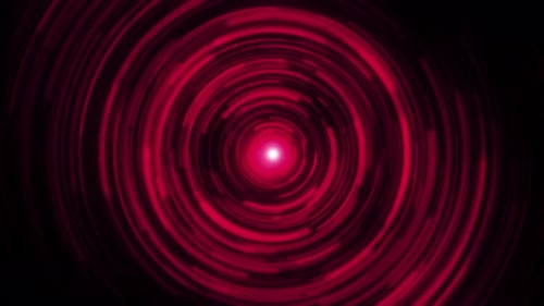 Red Hyperspace Jump With Red Light Effects Optical Light Time Travel Concept. Abstract Circle Red Li