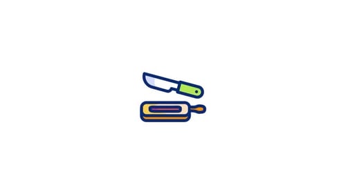 Flat Design Animated Knife and Cutting Board Icon