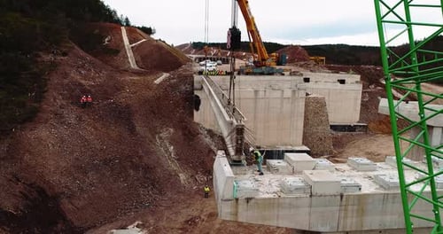 Worker At Road Bridge Construction