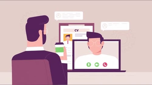Remote Interview Business Meeting Flat Design Animation