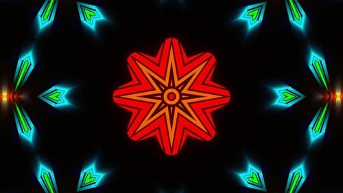 Vibrant Neon Geometric Kaleidoscope Motion Background