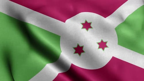 Burundi Flag Waving Realistic Fabric Animation
