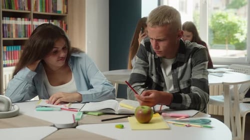 High School Students Pupils Man Woman Gen z Girl Guy Upset Tired Schoolgirl Schoolboy Teenagers Sad