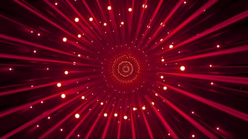 Abstract Red Tunnel with Glowing Light Rays Loop