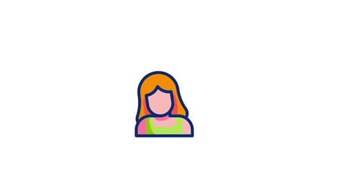 Animated Female User Avatar Icon in Flat Design Style