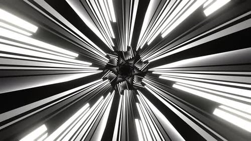 White Hexagonal Neon Lines Tunnel Background Vj Loop In 4K