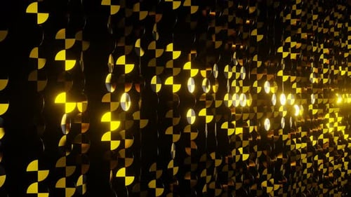 Yellow And Black Shimmer Hanging Mirrors Background Vj Loop In 4K