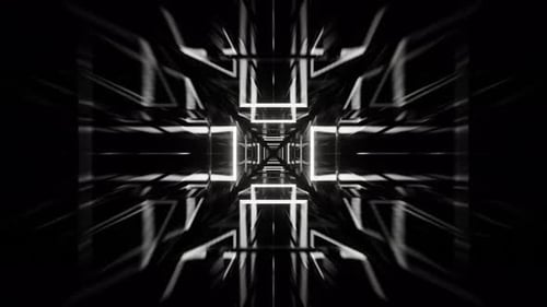 White Neon Flashing Mirrored Tunnel Background Vj Loop In 4K