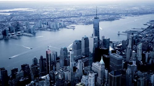 Capture the Stunning Aerial View of New York Citys Skyline During the Beautiful Twilight Hour