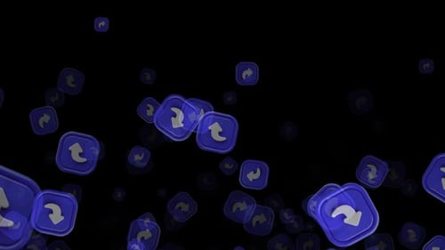 Floating 3D Share Icons Social Media Animation Loop