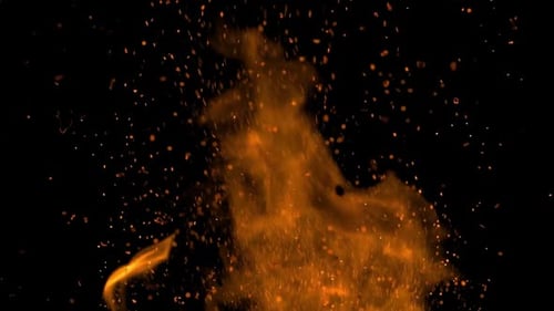Fondo: partículas de fuego, cámara lenta