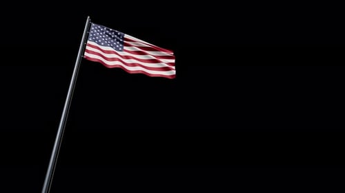 Animated United States flag for film, news, and motion graphics. The American flag, attached to a fl