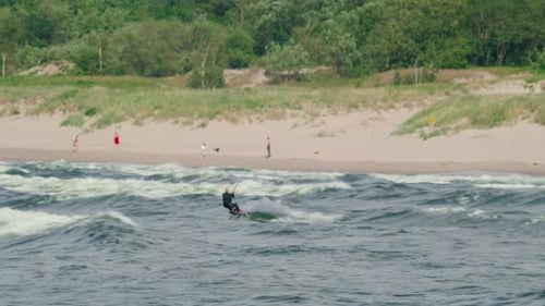Kite surfing adventure by the shore