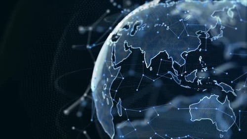 Rotating Globe with Shining Continents 3D With Alpha