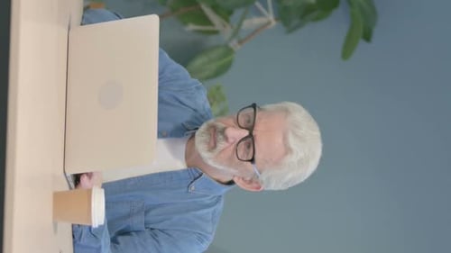 Senior Adult Working on Laptop in Office