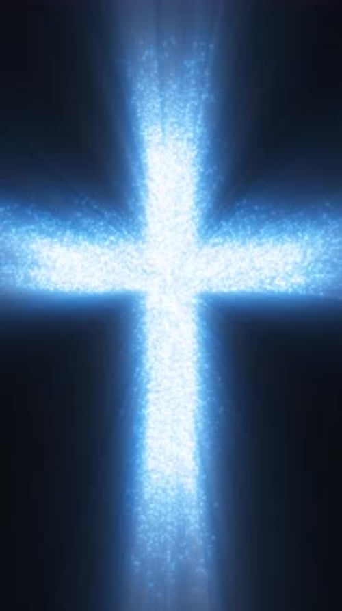 Glowing Particle Cross Religious Symbol Animation