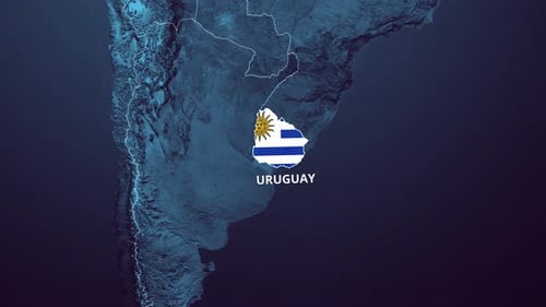 Uruguay Map and Flag Reveal Animation