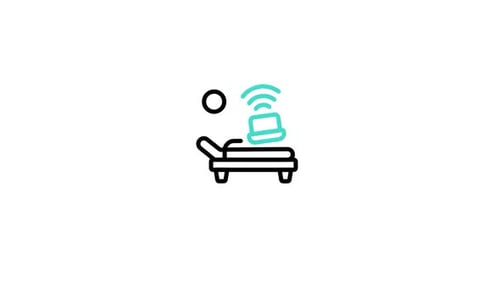 Flat Design Icon Animation: Person Using Laptop on Lounge Chair