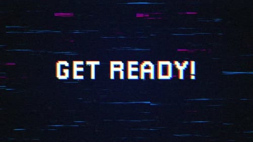 Pixel Glitch Text Animation with 'Get Ready' Message