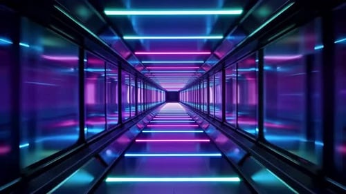 Futuristic Neon Tunnel Hyperspace Loop Background