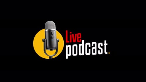 Animated Live Podcast Logo with Microphone Icon