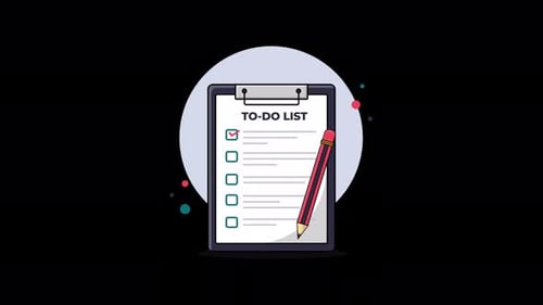 To-Do-Liste in der Zwischenablage mit Bleistift, Animationsvideo — transparent