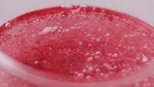 Close Up of Bubbly Red Liquid