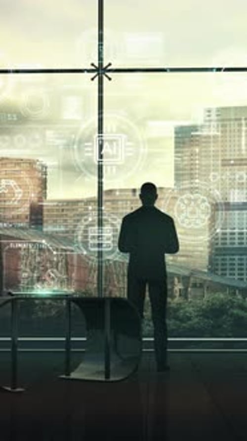 Futuristic AI Data Interface Display Overlay