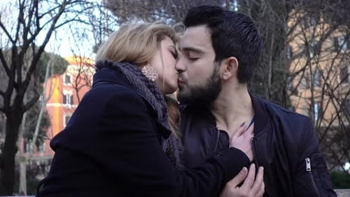 passion between lovers in the park