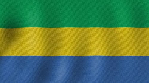 Dynamic Waving Flag of Gabon with Realistic Fabric Texture